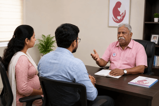 Prabhu, M.Sc. — discussing preconception health with a prospective couple